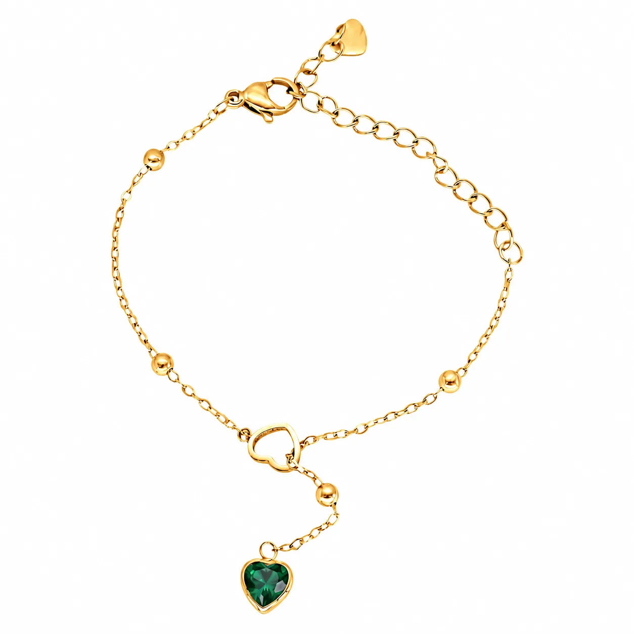 Bracciale sali e scendi con cuore by OGM Acciaio e Dorato 18KT