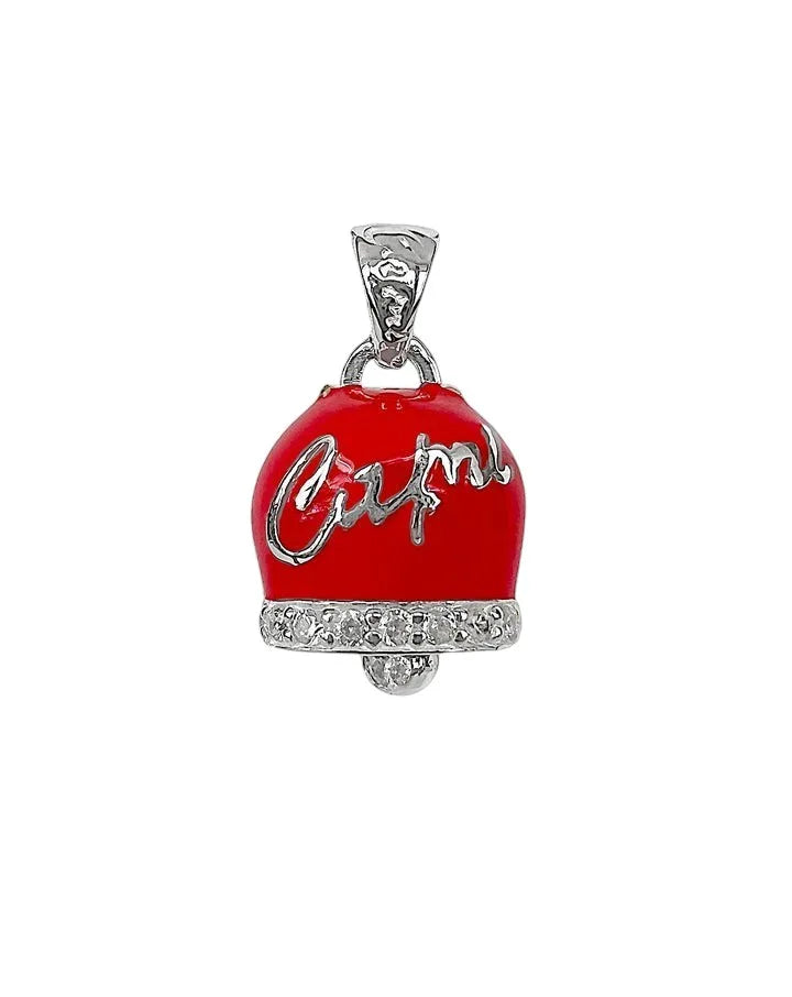 Ciondolo Campanella capri in argento smaltata rossa con zirconi