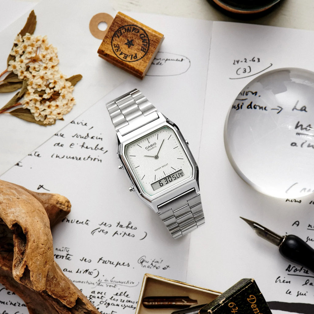 Orologio Casio donna in acciaio con quadrante rettangolare