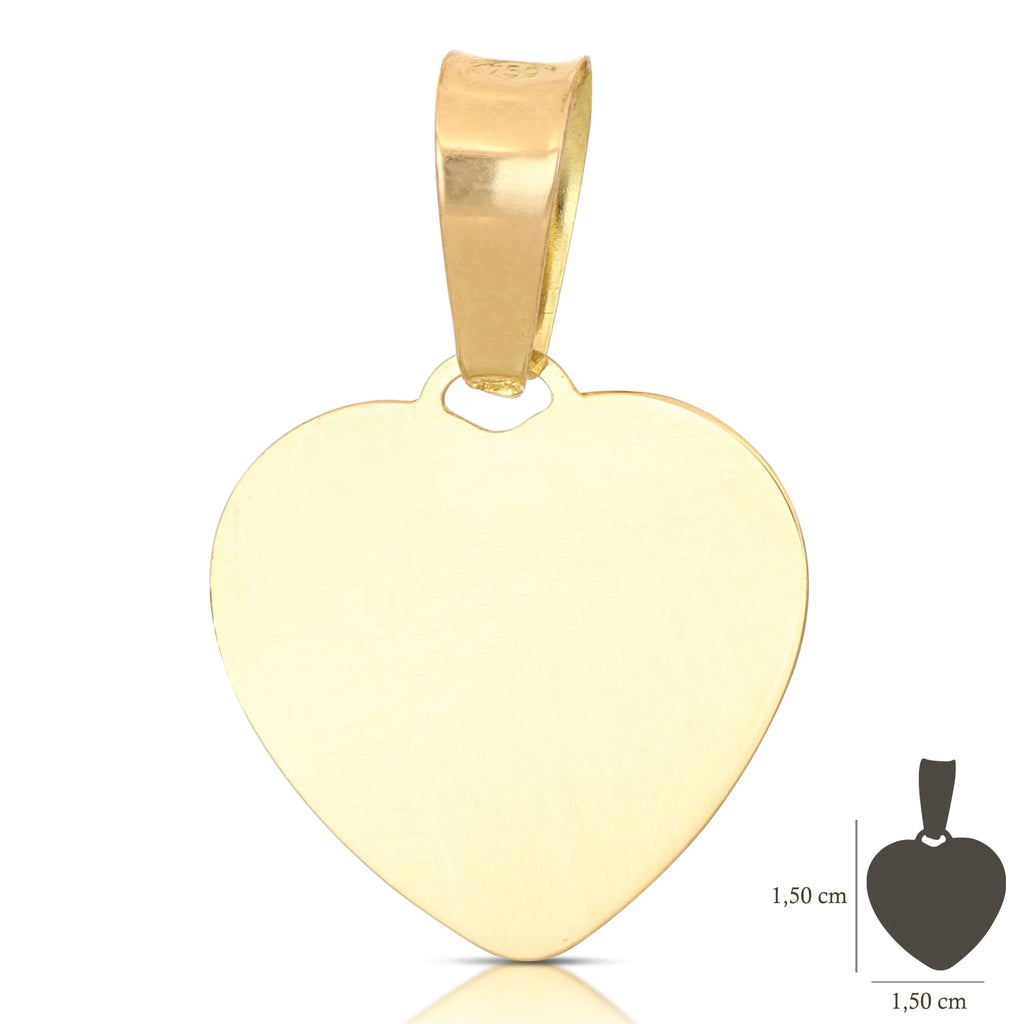 Medaglia cuore in oro giallo 18kt personalizzabile
