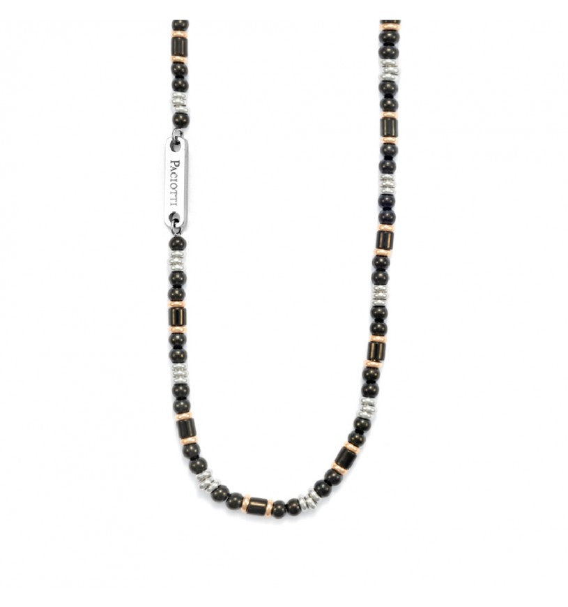 Collana 4US Cesare Paciotti uomo 4UCL5570 con sfere nere e argento