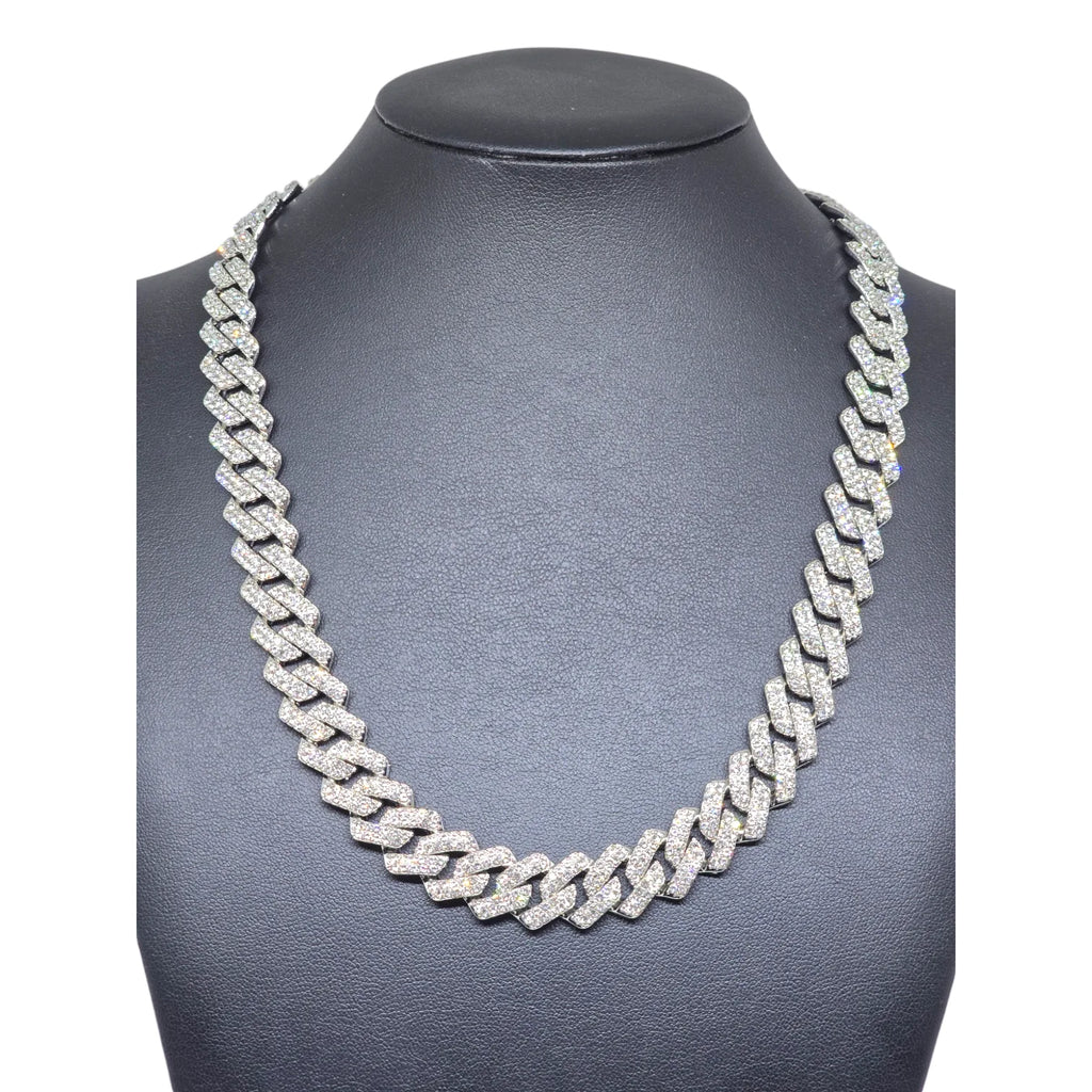 Collana in Acciaio Silver Maglia Cubana - Stile Rapper e Trapper