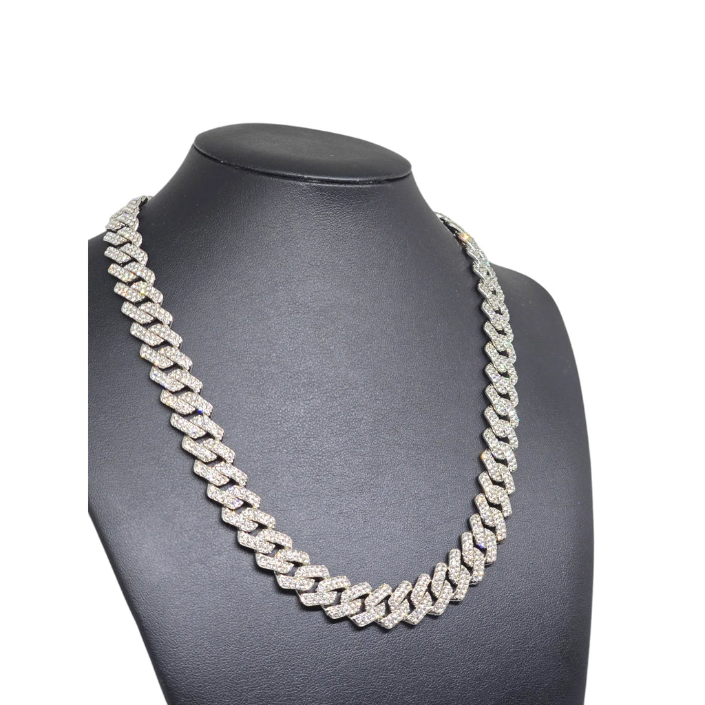 Collana in Acciaio Silver Maglia Cubana - Stile Rapper e Trapper