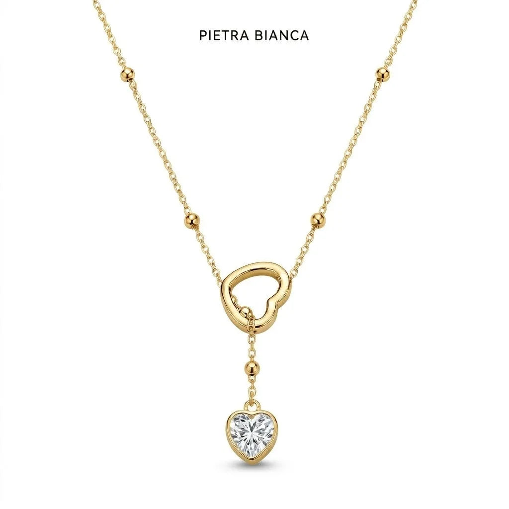 Collana sali e scendi con cuore by OGM Acciaio e Dorato 18KT