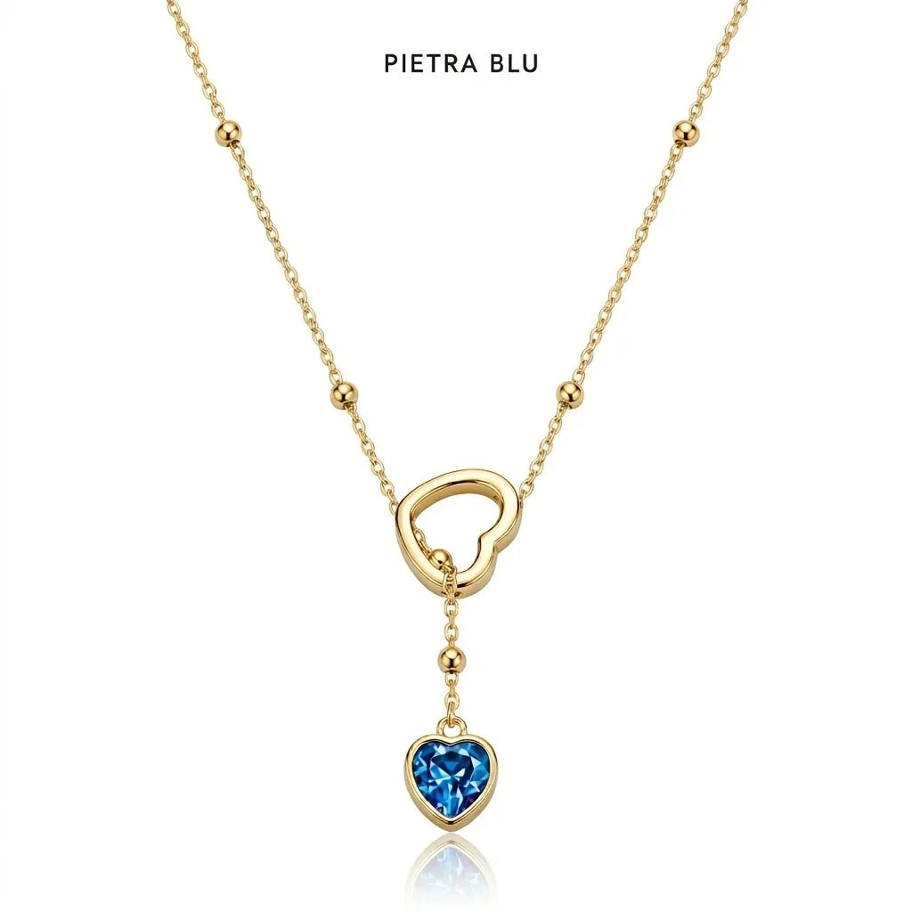 Collana sali e scendi con cuore by OGM Acciaio e Dorato 18KT