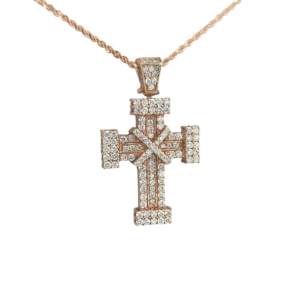 Collana croce uomo in oro rosa 18Kt