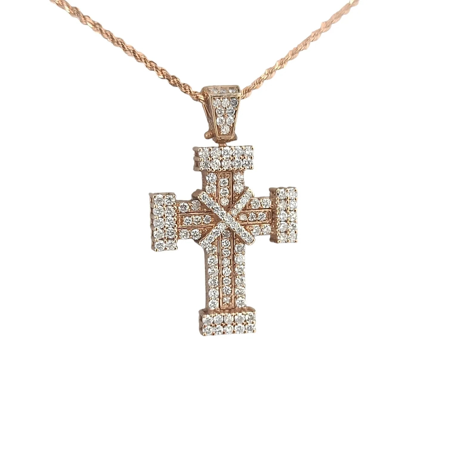 Collana croce uomo in oro rosa 18Kt
