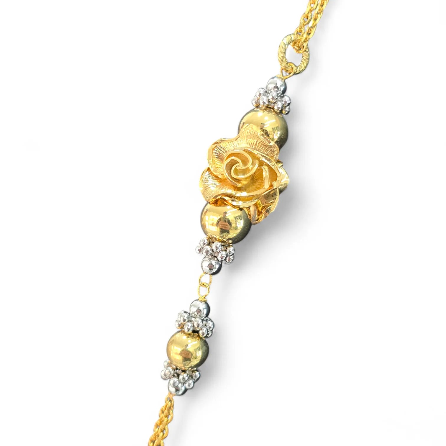 Damenhalskette Lorenzo Ungari aus goldfarbenem Stahl mit Blumen