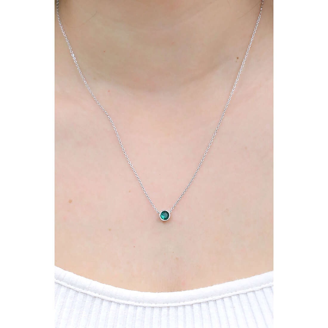 Collana donna in argento con zircone verde gioielli 4US Cesare Paciotti 4ucl5787w