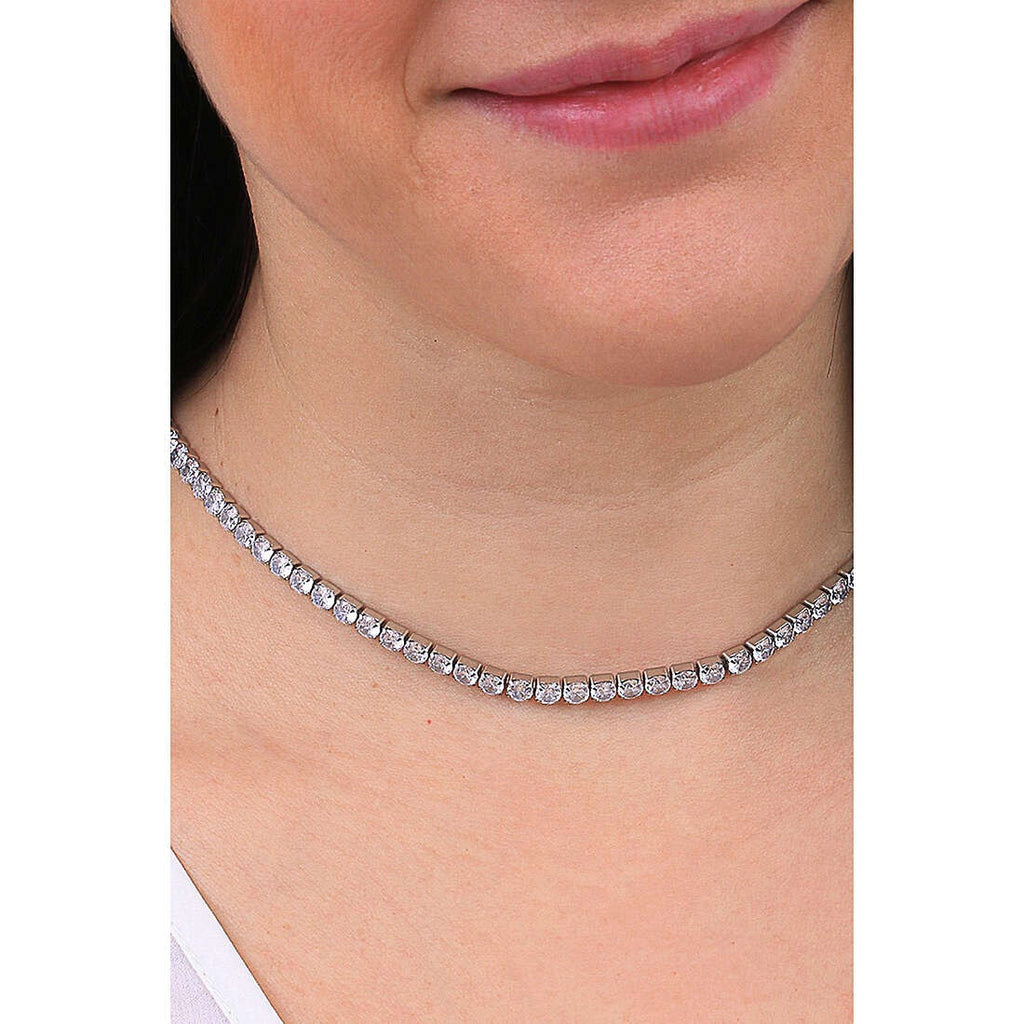Collana tennis in acciaio e zirconi bianchi donna gioielli Luca Barra ck1783