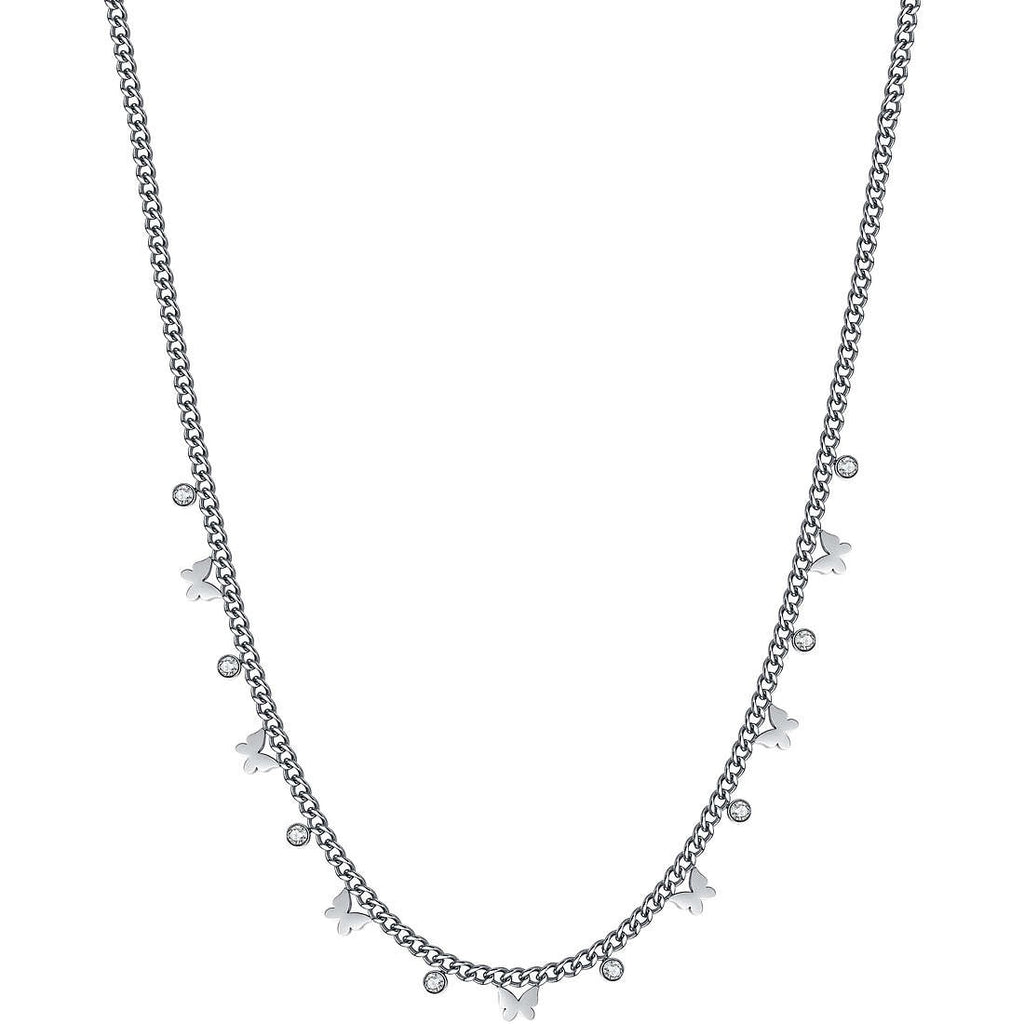 Collana donna gioielli Luca Barra ck1741 in acciaio con pendenti e cristalli