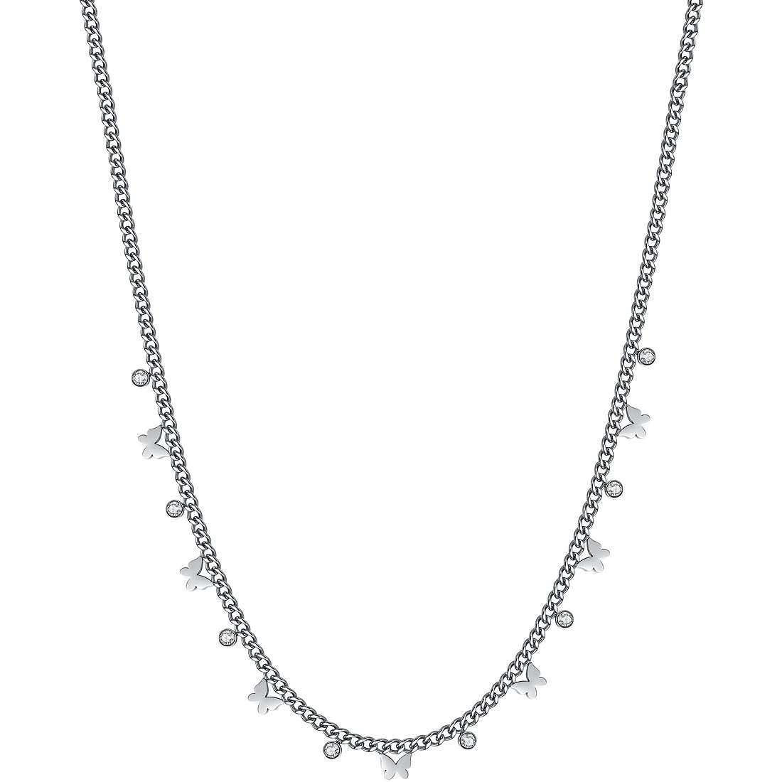 Collana donna gioielli Luca Barra ck1741 in acciaio con pendenti e cristalli