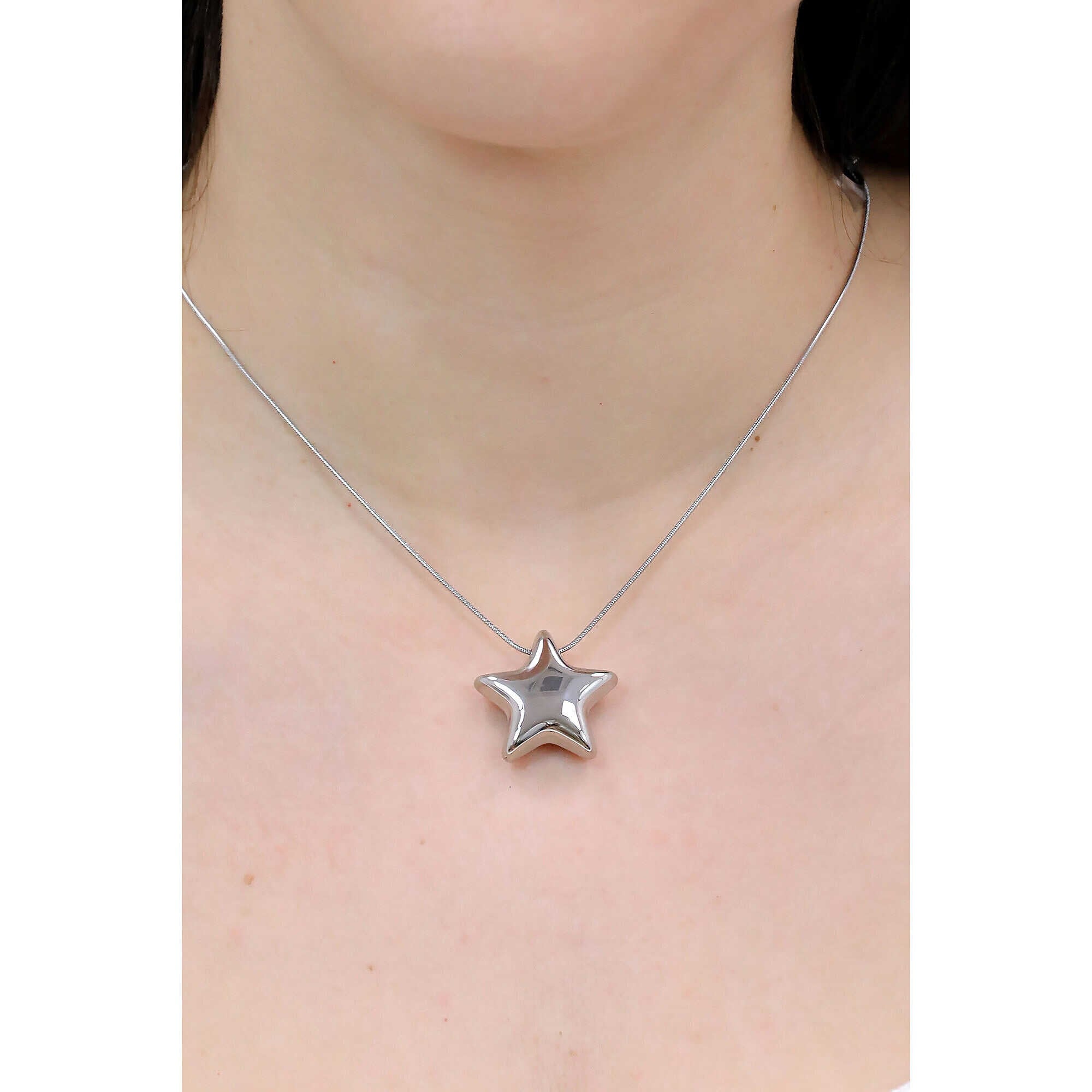 Collana donna gioielli Luca Barra ck1811 con ciondolo stella bombato