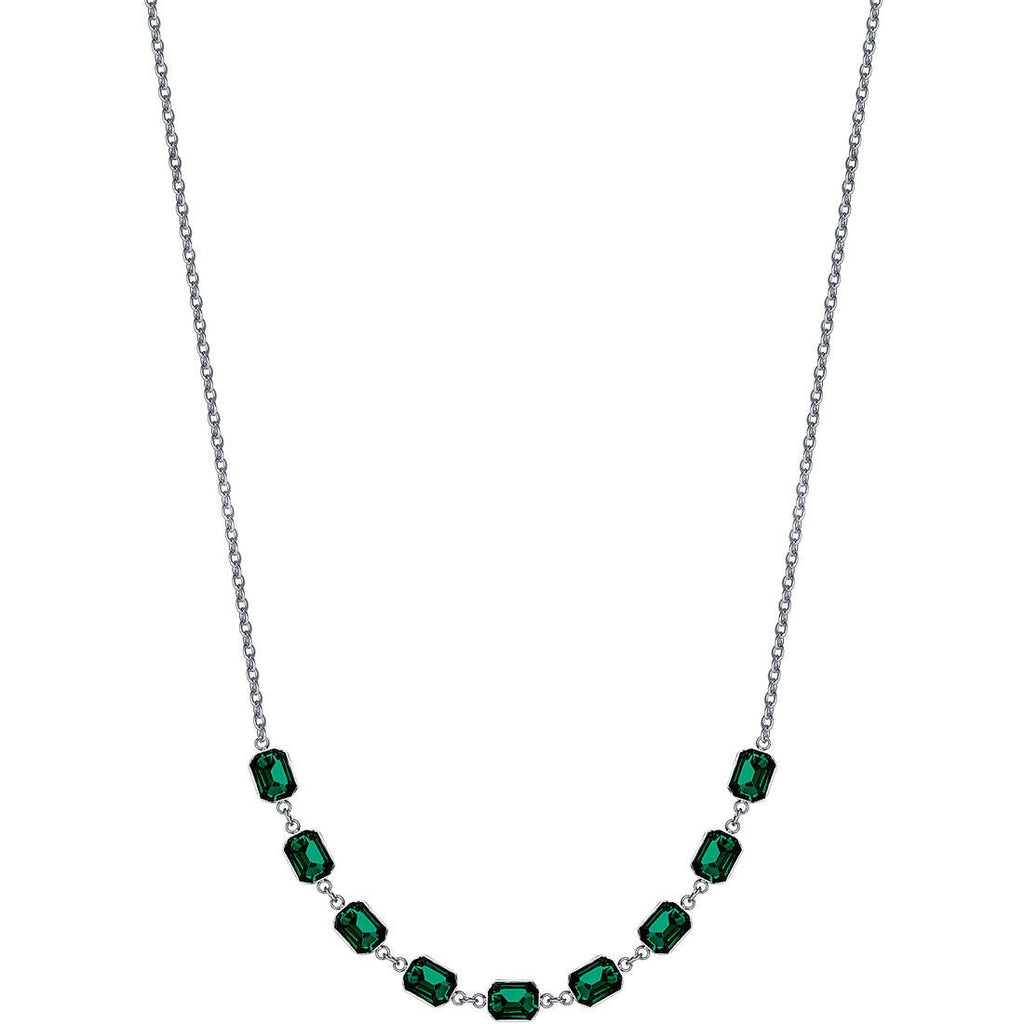 Collana donna acciaio gioielli Luca Barra ck1923 con pietre verdi
