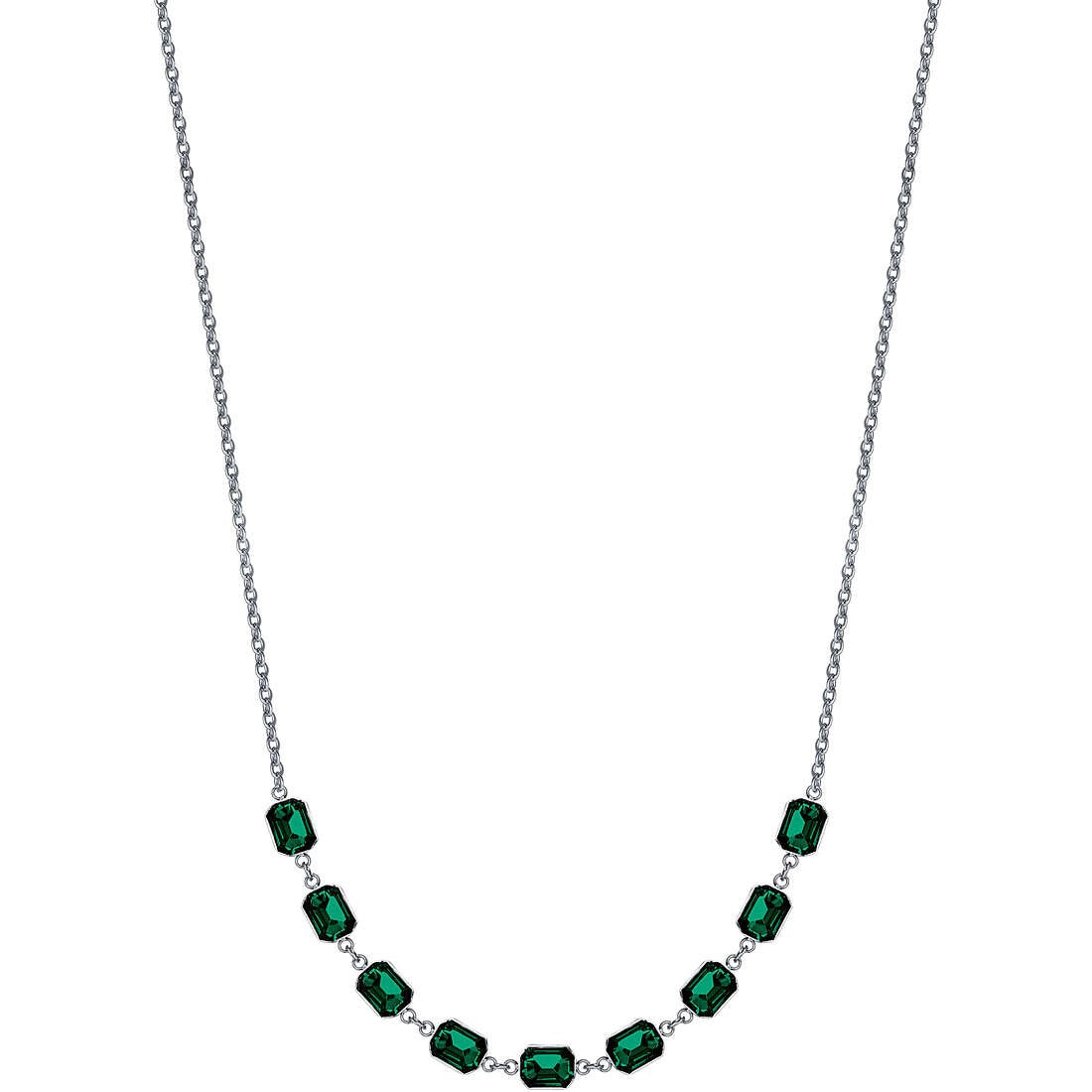 Collana donna acciaio gioielli Luca Barra ck1923 con pietre verdi