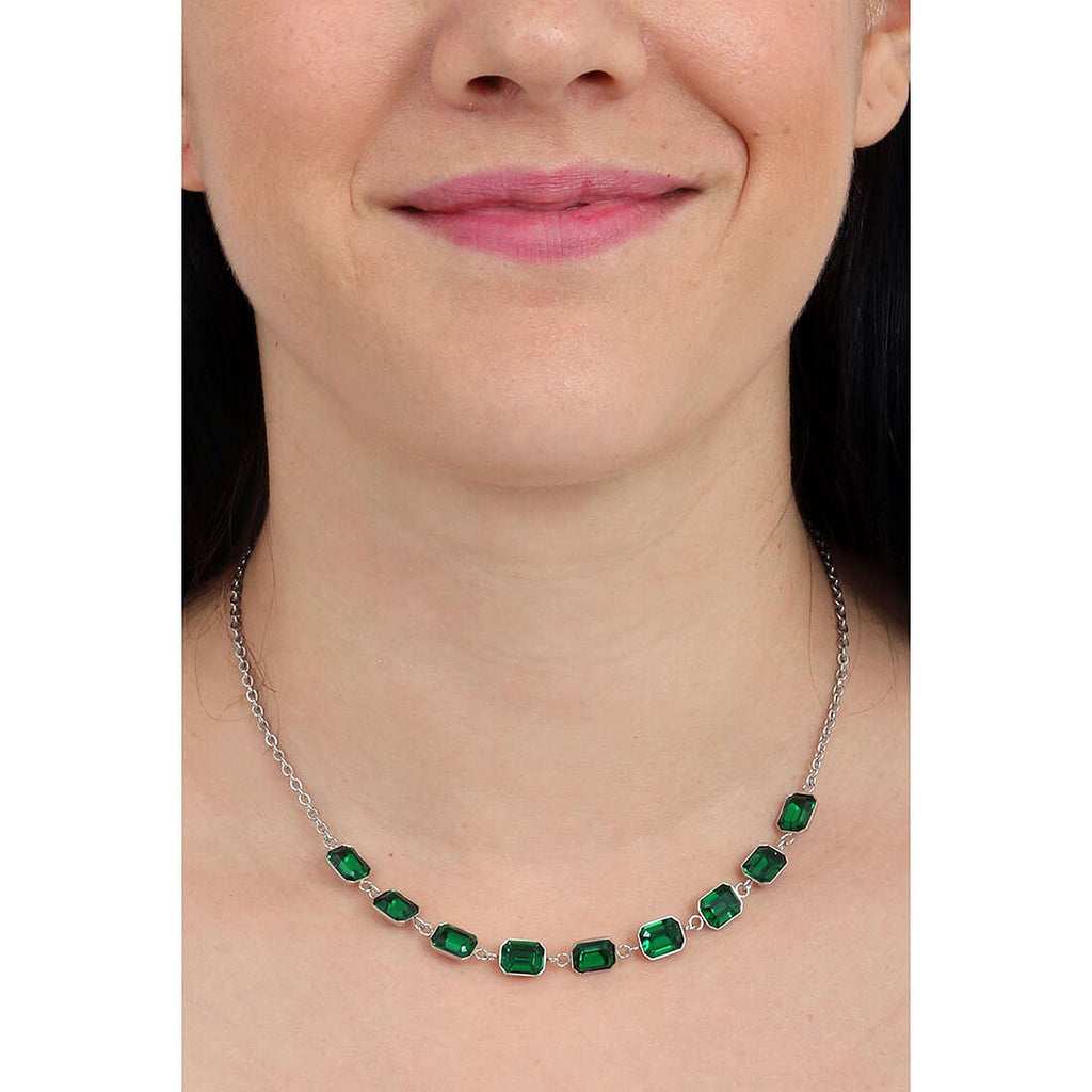 Collana donna acciaio gioielli Luca Barra ck1923 con pietre verdi