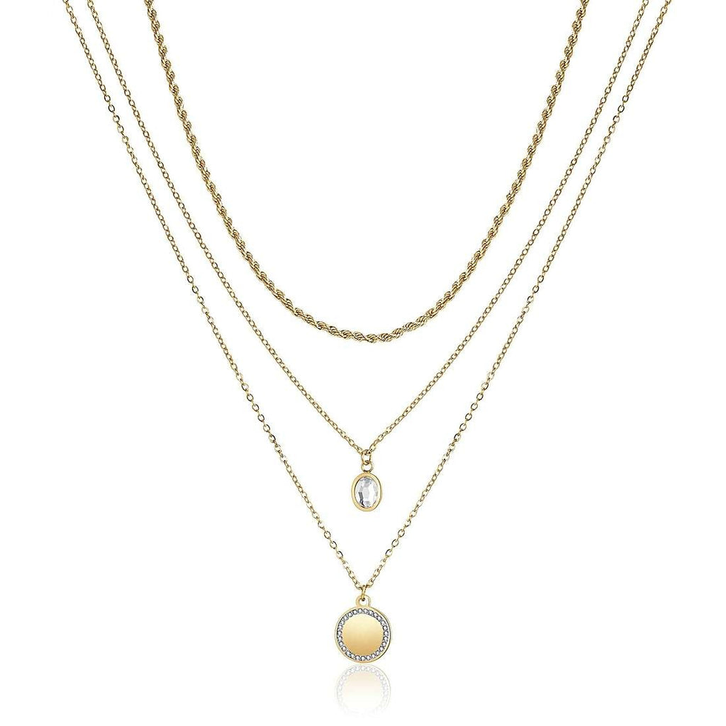Collana donna punto luce in acciaio gioielli Luca Barra ck1845 a tre fili