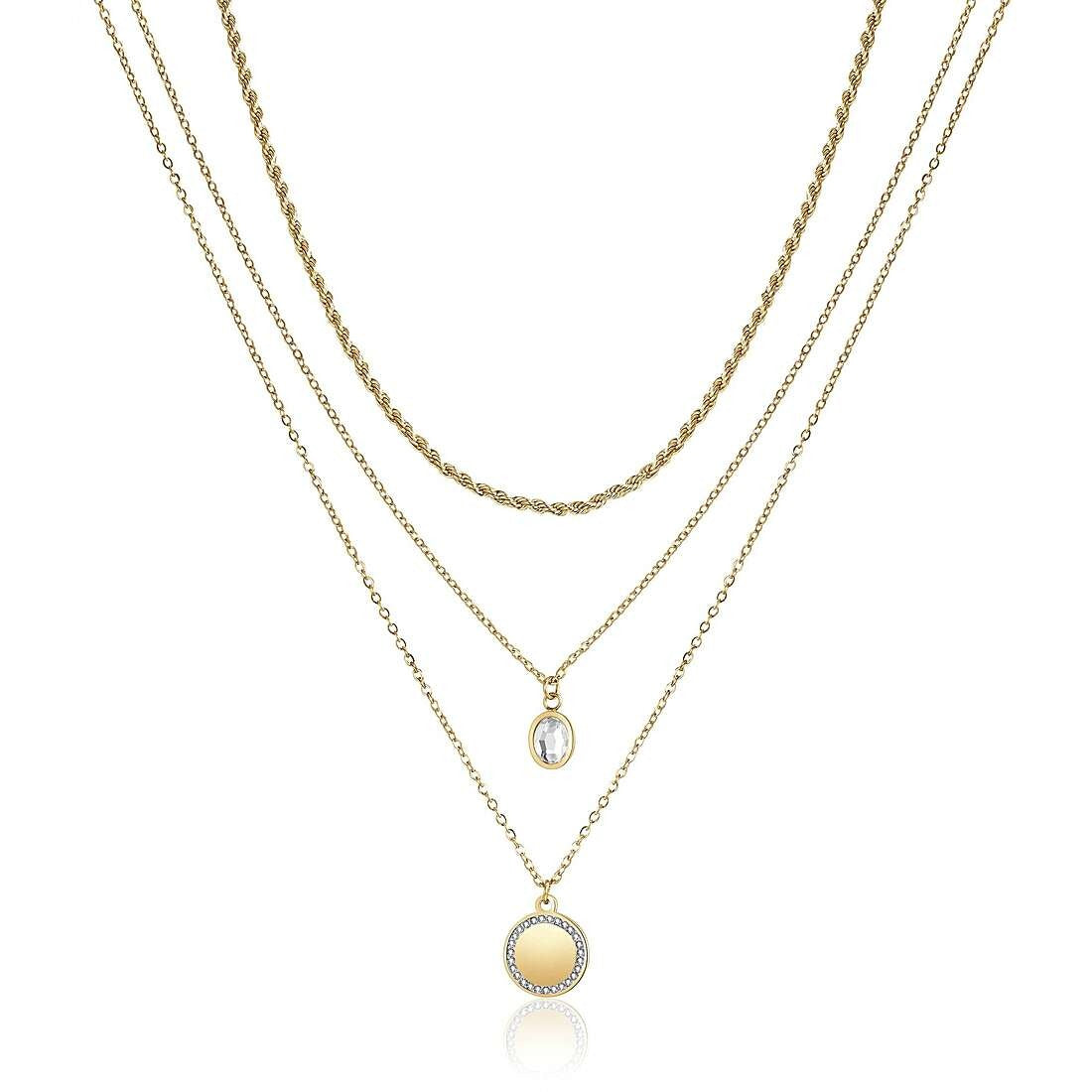 Collana donna punto luce in acciaio gioielli Luca Barra ck1845 a tre fili