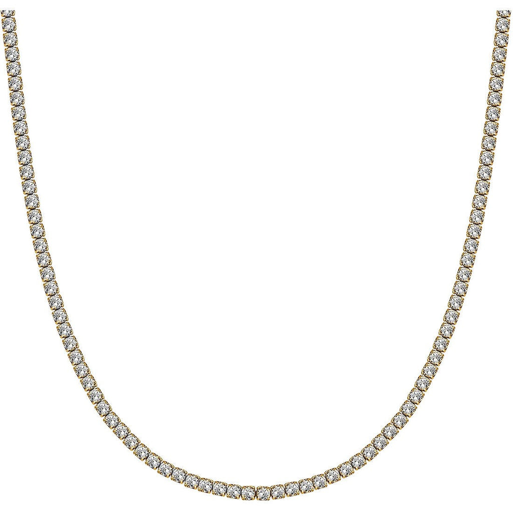 Tenniskette aus vergoldetem Stahl mit weißen Steinen für Damen, Luca Barra Schmuck ck1700