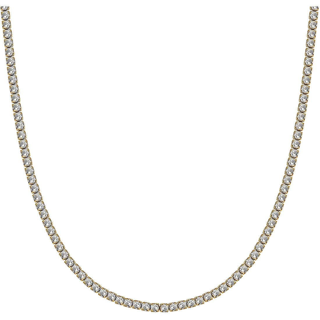 Collana tennis in acciaio dorato e pietre bianche donna gioielli Luca Barra ck1700