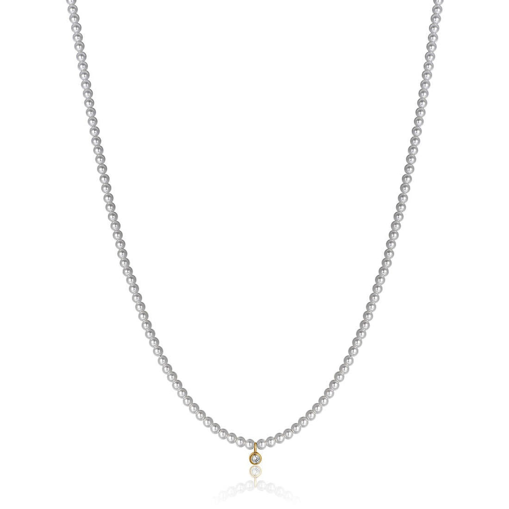 Collana donna in acciaio dorato gioielli Luca Barra ck1935 con perle sintetiche