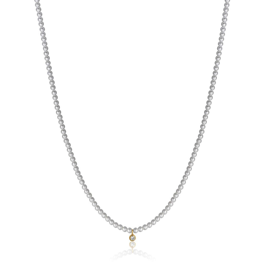 Collana donna in acciaio dorato gioielli Luca Barra ck1935 con perle sintetiche