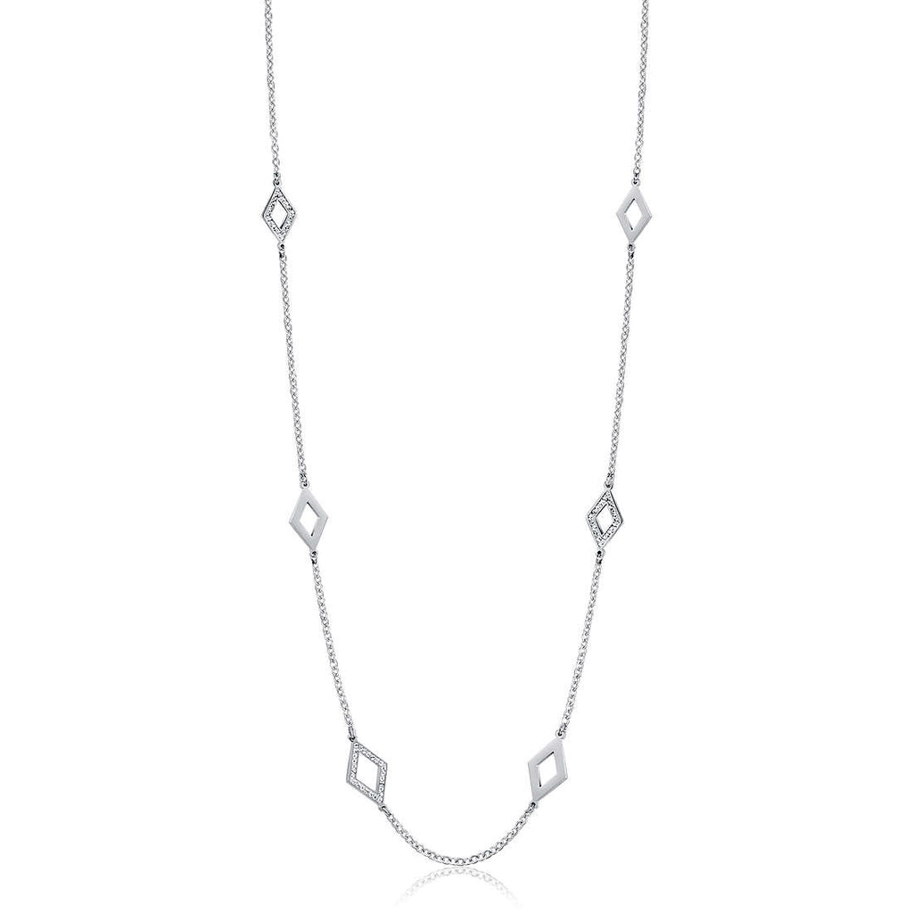 Collana donna gioielli Luca Barra ck1765 in acciaio con rombi e cristalli bianchi