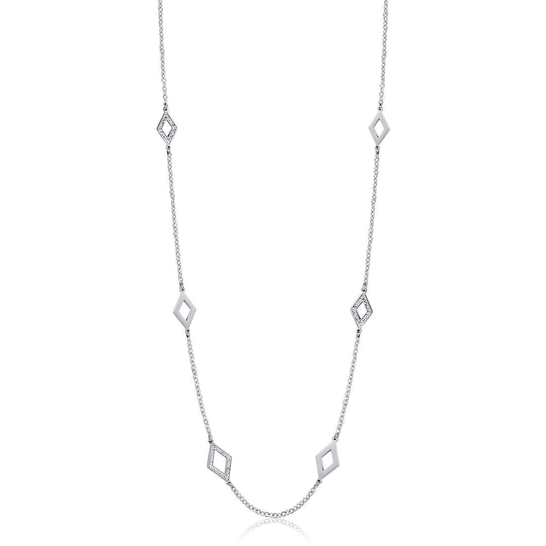 Collana donna gioielli Luca Barra ck1765 in acciaio con rombi e cristalli bianchi
