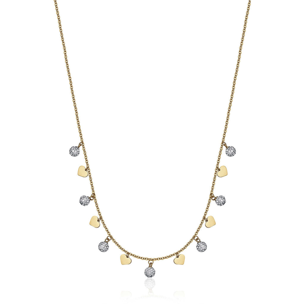 Collana donna in acciaio gioielli Luca Barra ck1790 con cuori dorati pendenti
