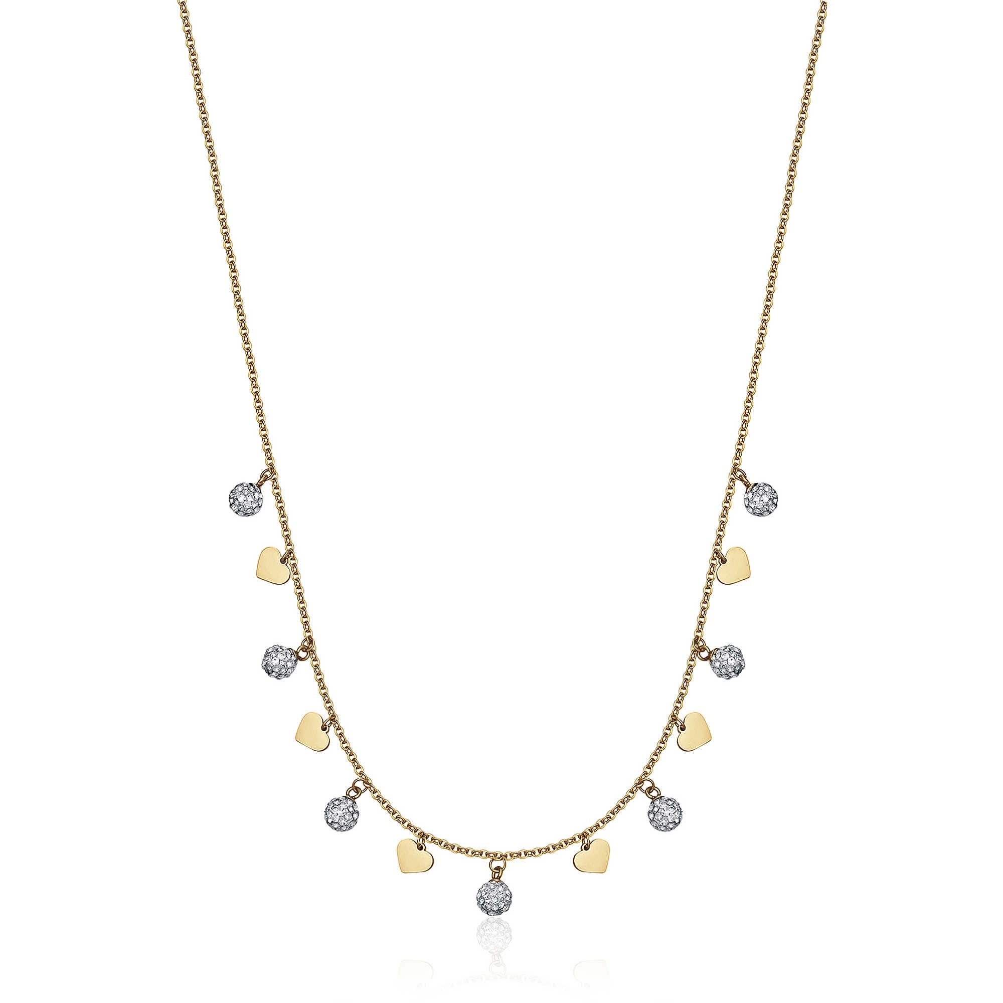 Collana donna in acciaio gioielli Luca Barra ck1790 con cuori dorati pendenti