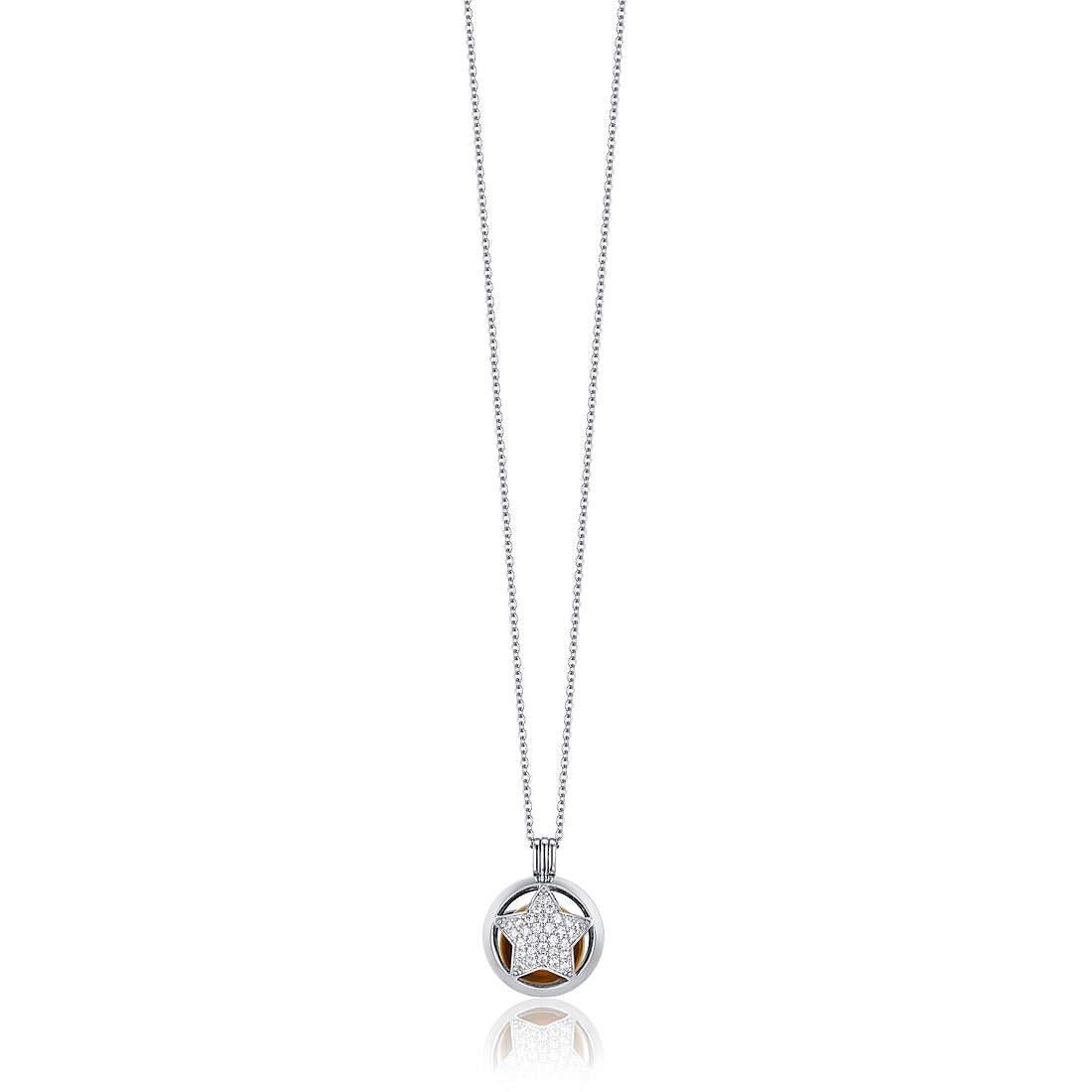 Collana gioielli Luca Barra ck1928 chiama angeli in acciaio con stella zirconata