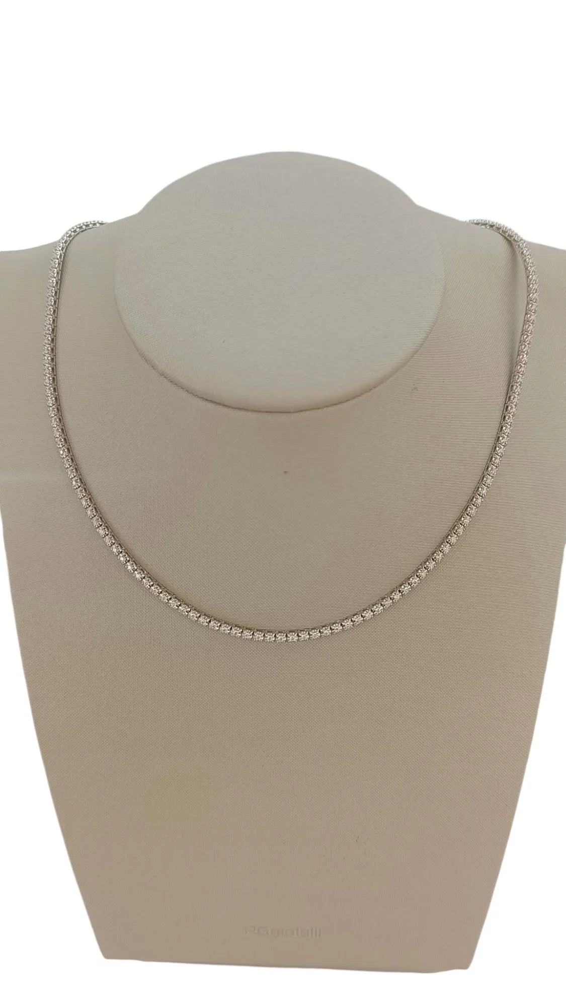 Damen-Tenniskette, geradlinig, aus 18 Karat Weißgold mit Diamanten