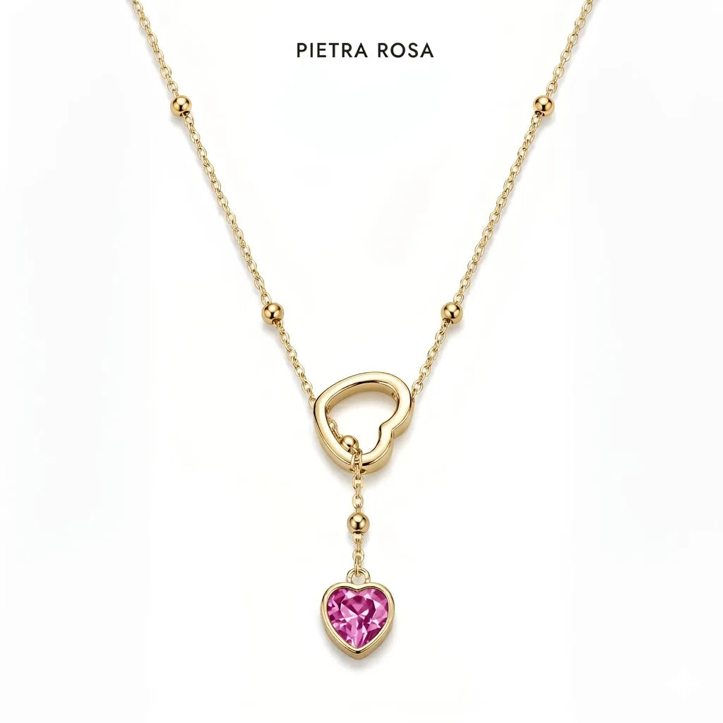 Collana sali e scendi con cuore by OGM Acciaio e Dorato 18KT