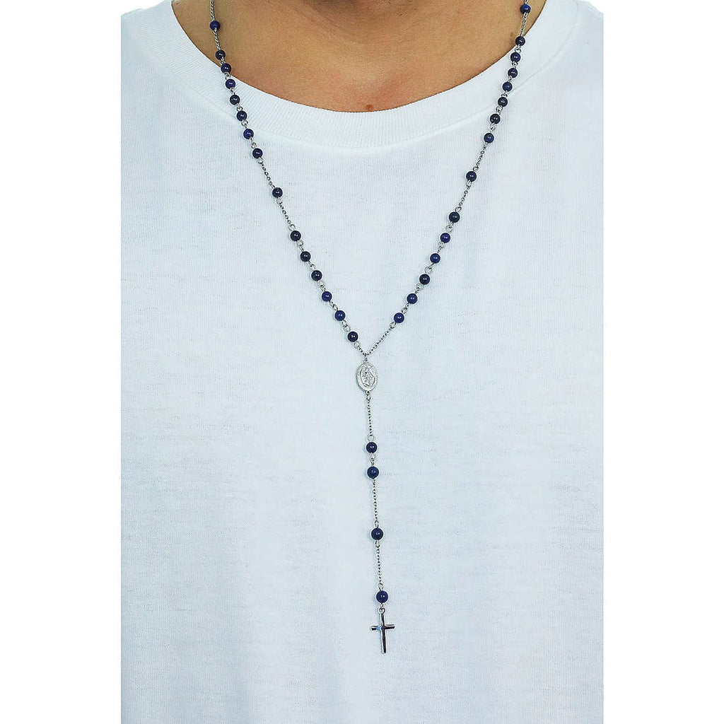 Collana rosario uomo gioielli 4US Cesare Paciotti 4ucl3750 con pietre blu