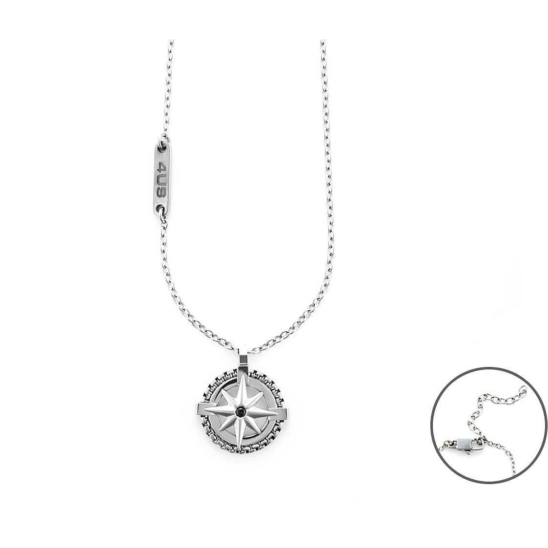 Collana uomo gioielli 4US Cesare Paciotti 4ucl5952 con pendente rosa dei venti