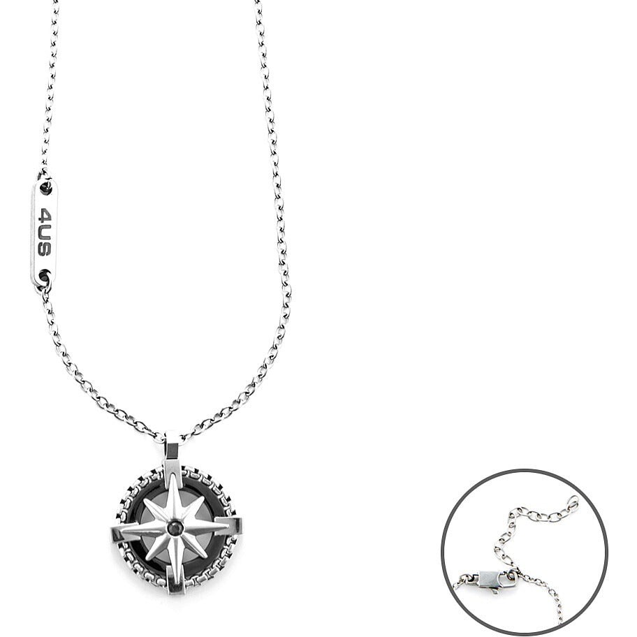 Collana uomo gioielli 4US Cesare Paciotti 4ucl5953 con pendente rosa dei venti