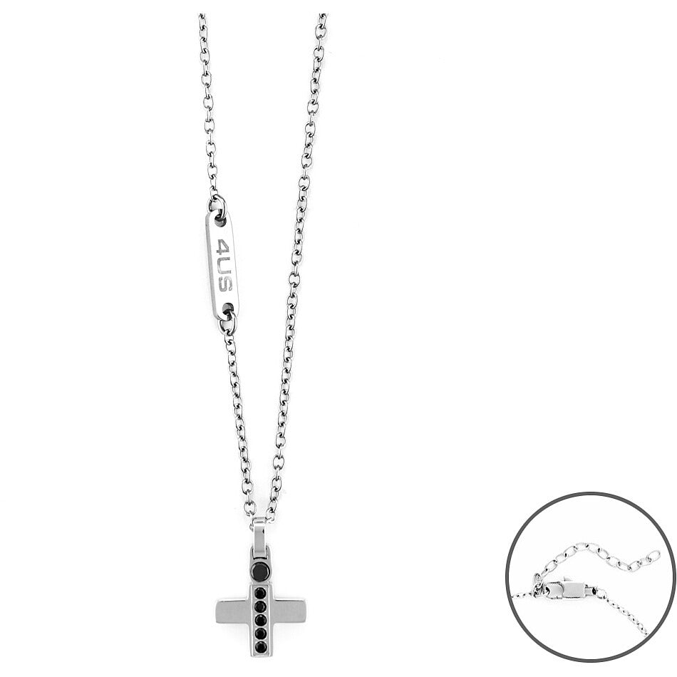 Herrenhalskette Schmuck 4US Cesare Paciotti 4ucl6134 mit Kreuzanhänger aus Stahl