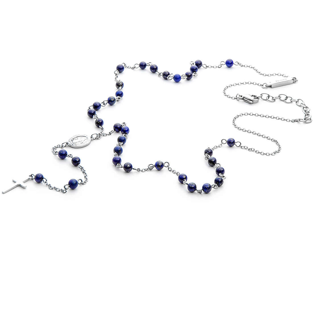 Collana rosario uomo gioielli 4US Cesare Paciotti 4ucl3750 con pietre blu