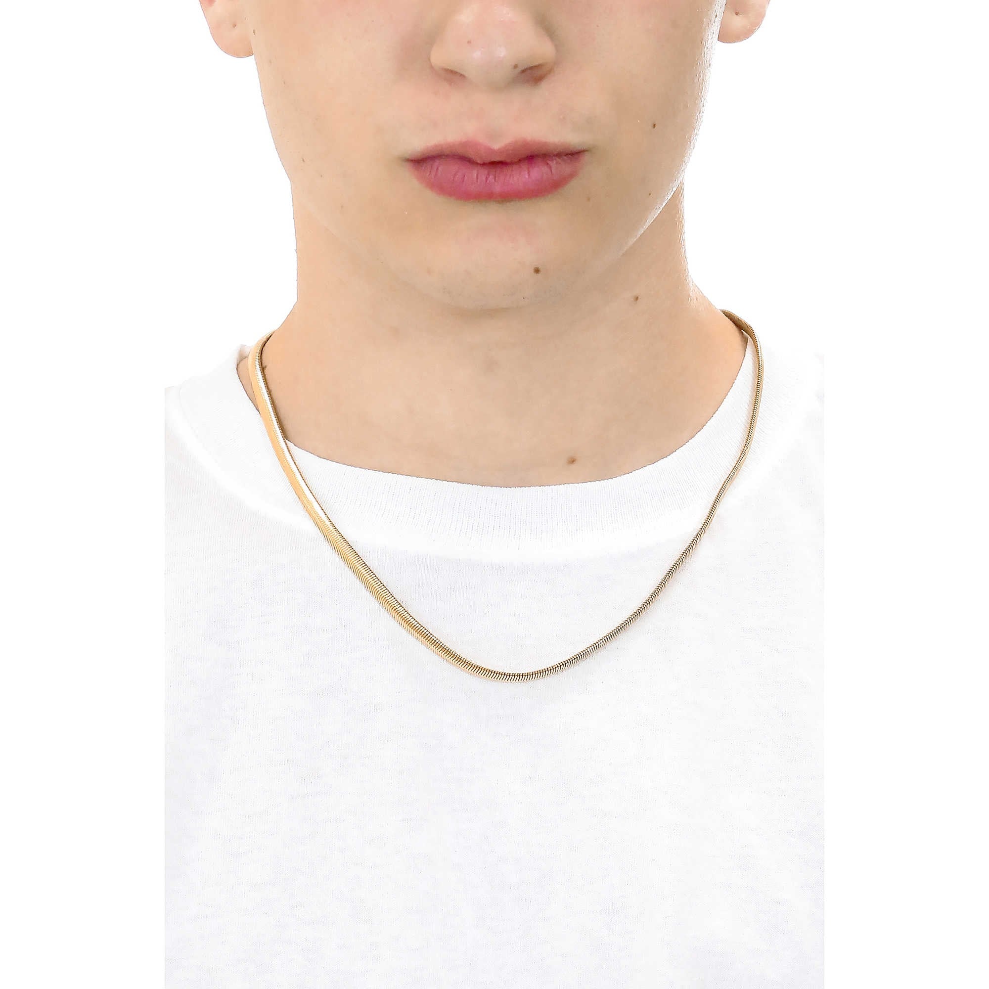 Collana uomo gioielli Luca Barra Spring cl275 in acciaio dorato 45 cm