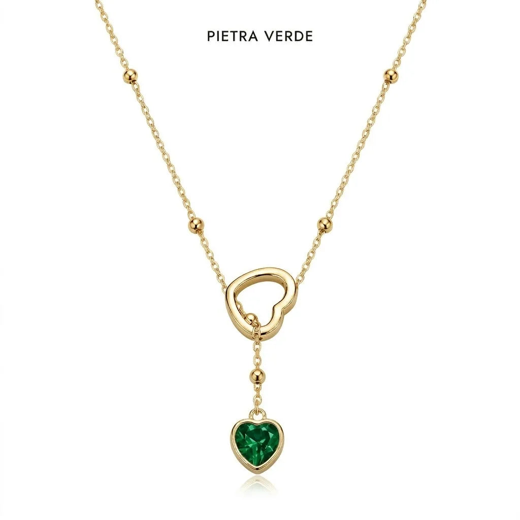 Collana sali e scendi con cuore by OGM Acciaio e Dorato 18KT