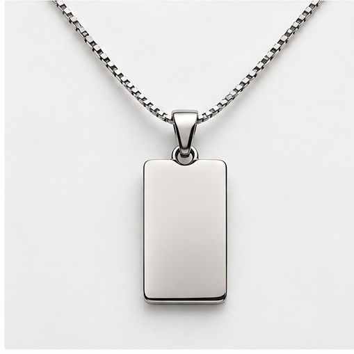 Collana veneziana in acciaio con ciondolo rettangolare da incidere