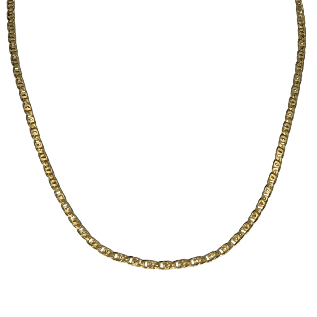 Collana Argento 925 Doppio Bagno Oro Giallo Catena Piatta - 50 cm