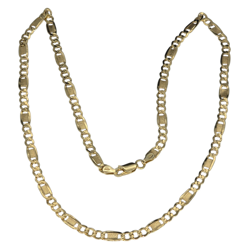 Collana Argento 925 Doppio Bagno Oro Giallo Modello 3+1 - 50 cm