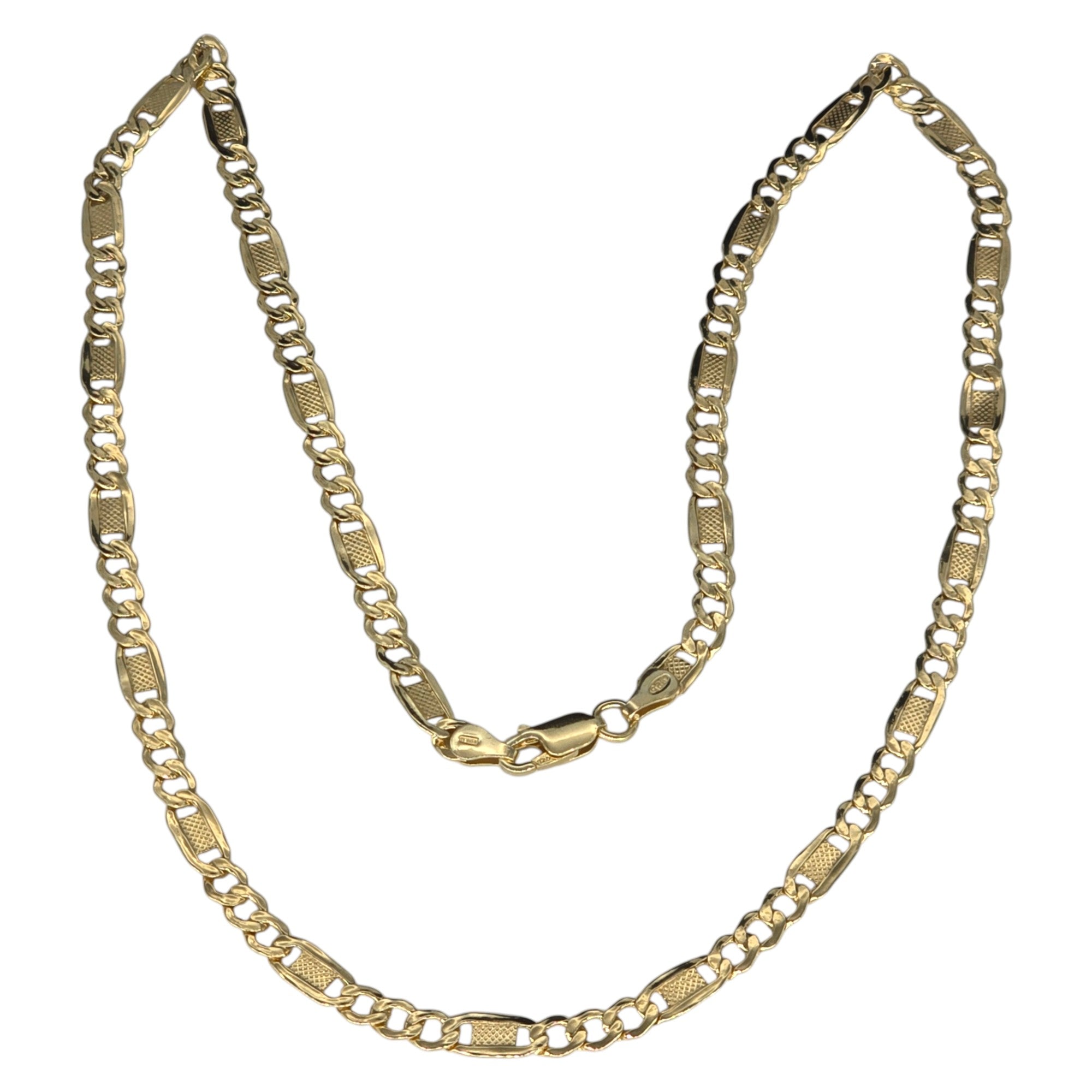 Collana Argento 925 Doppio Bagno Oro Giallo Modello 3+1 - 50 cm