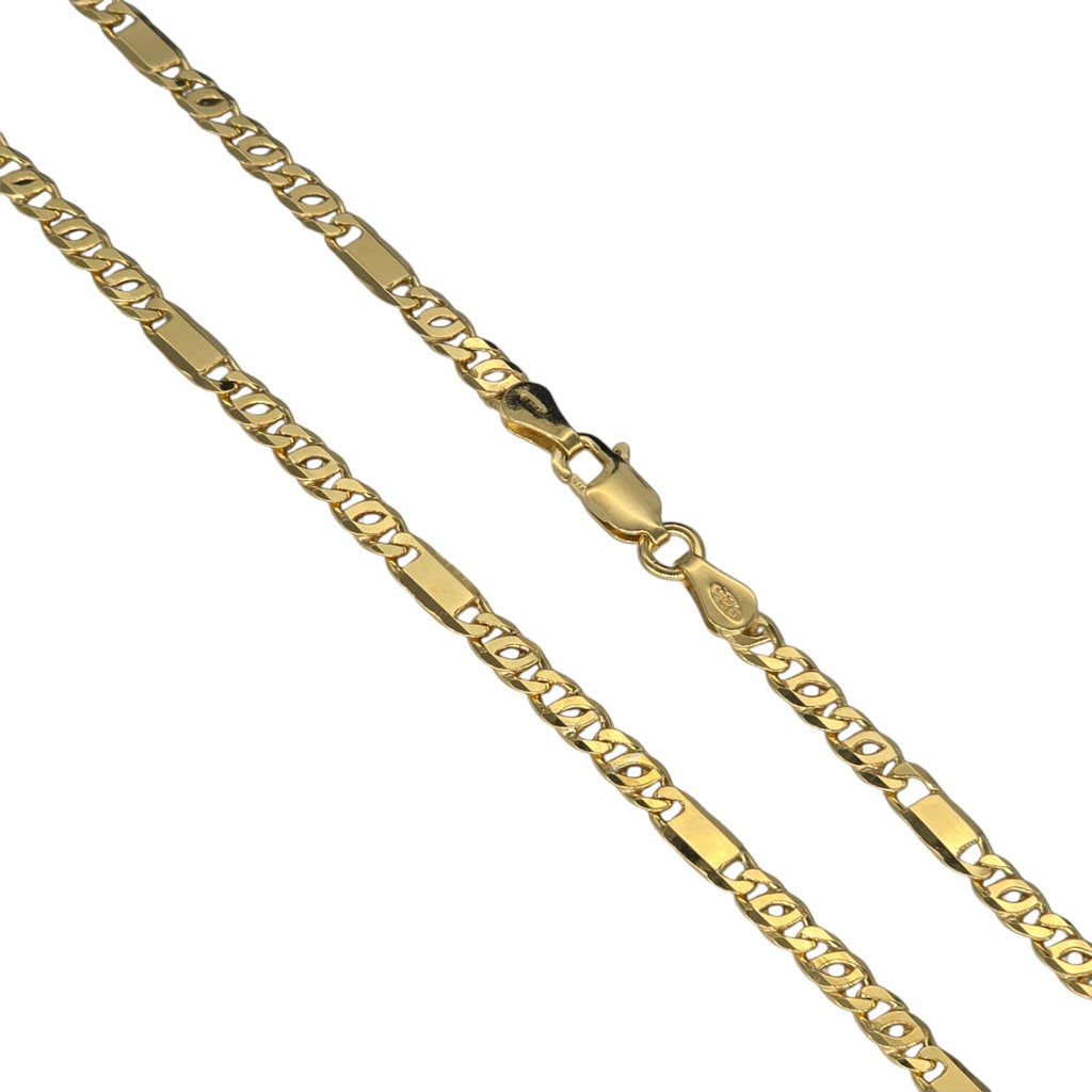 Collana in Argento Bagno Oro Giallo Modello 3+1 50 cm