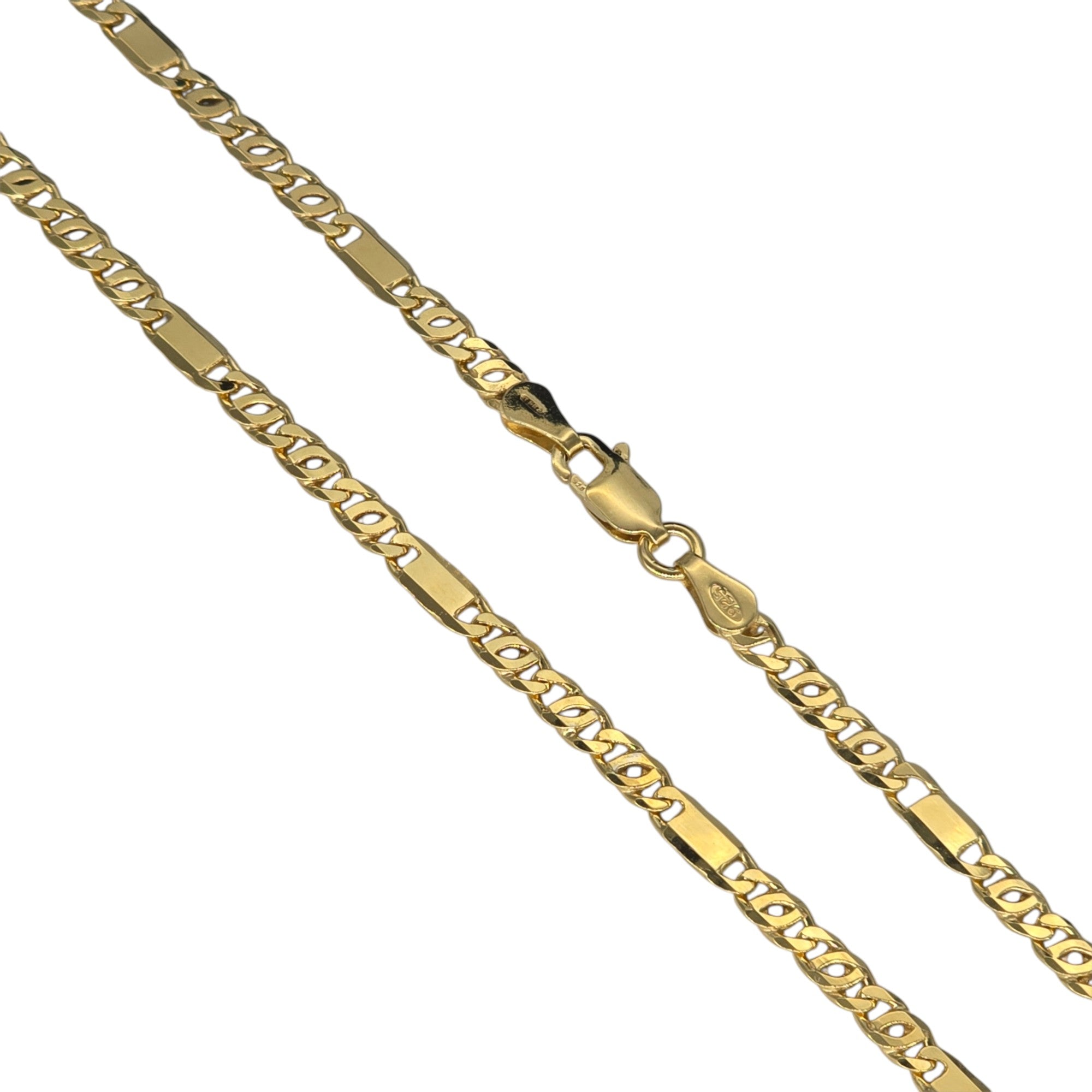 Collana in Argento Bagno Oro Giallo Modello 3+1 50 cm