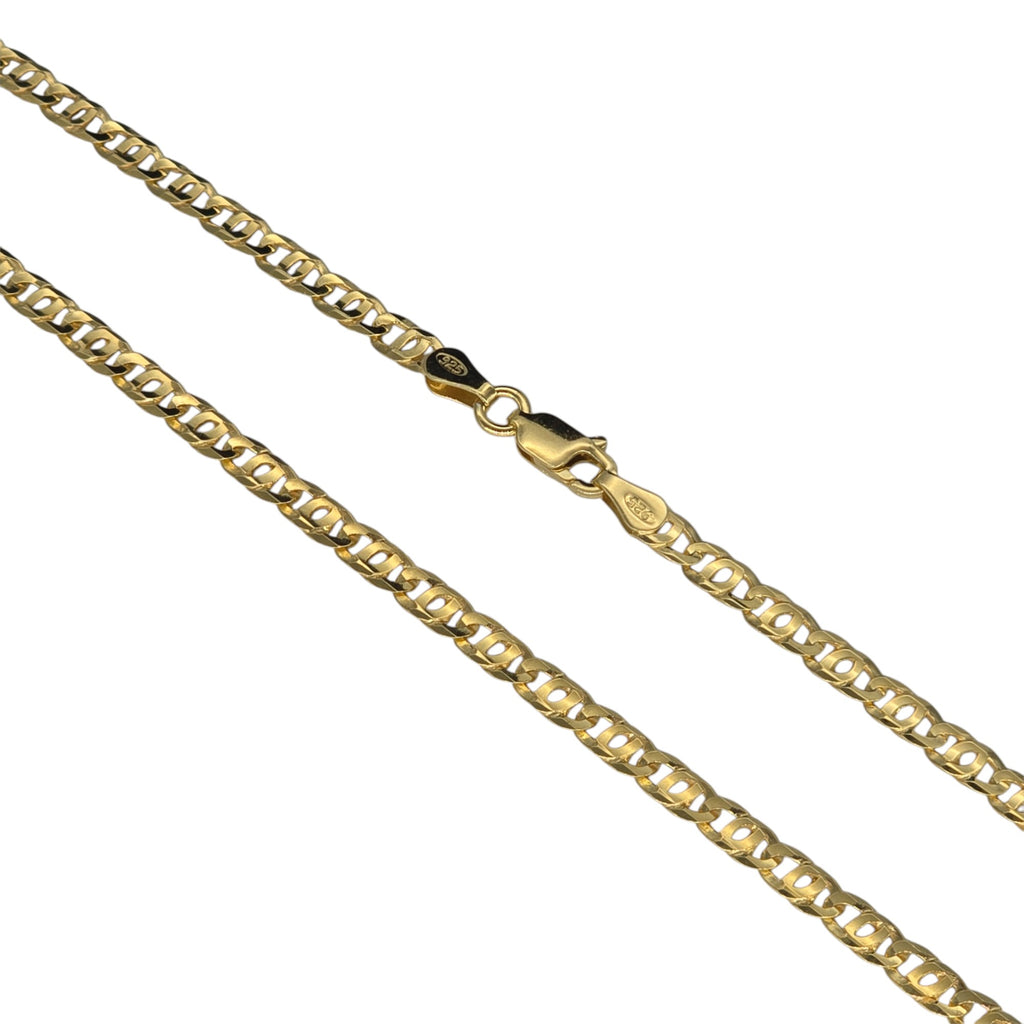 Collana Argento 925 Doppio Bagno Oro Giallo Catena Piatta - 50 cm