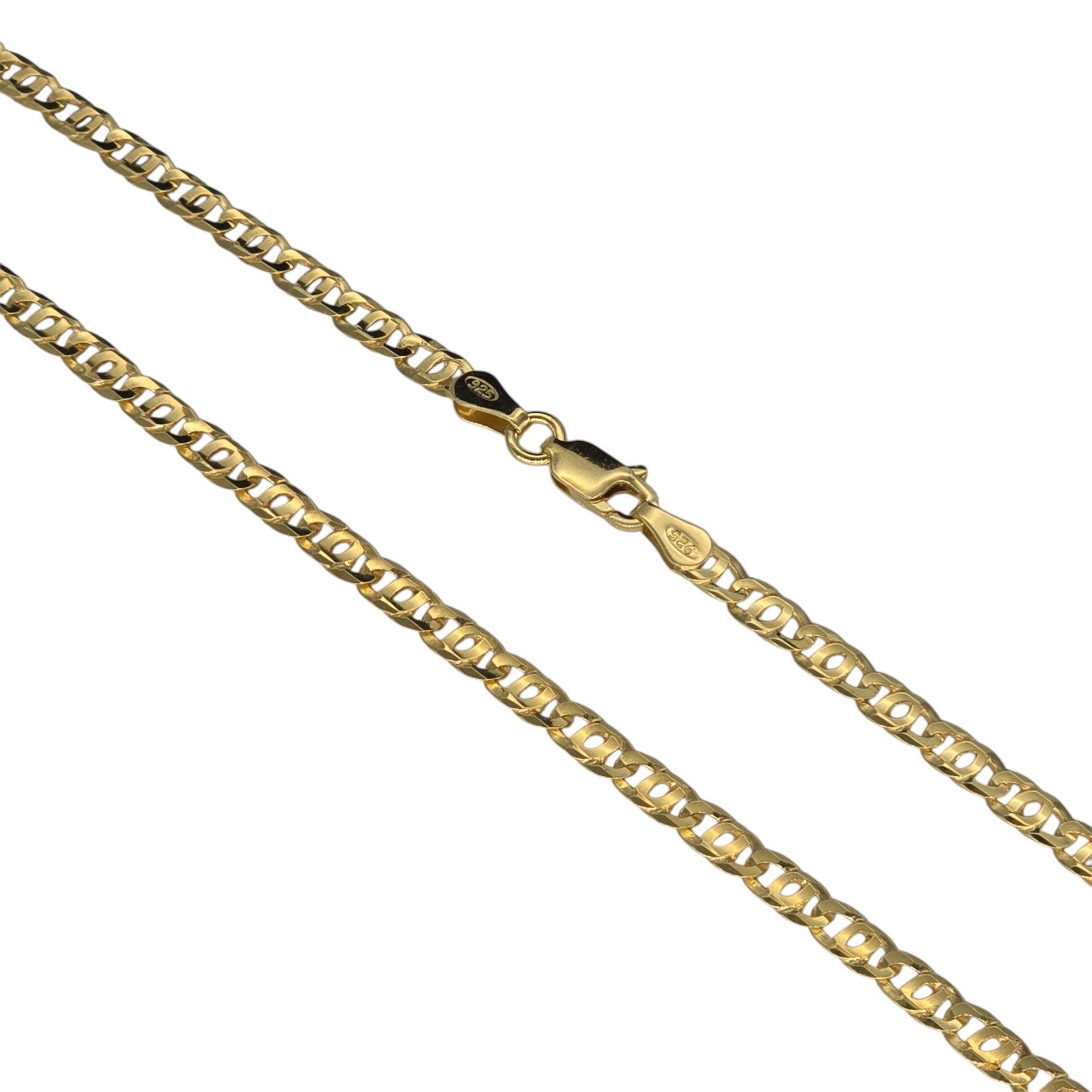 Collana Argento 925 Doppio Bagno Oro Giallo Catena Piatta - 50 cm