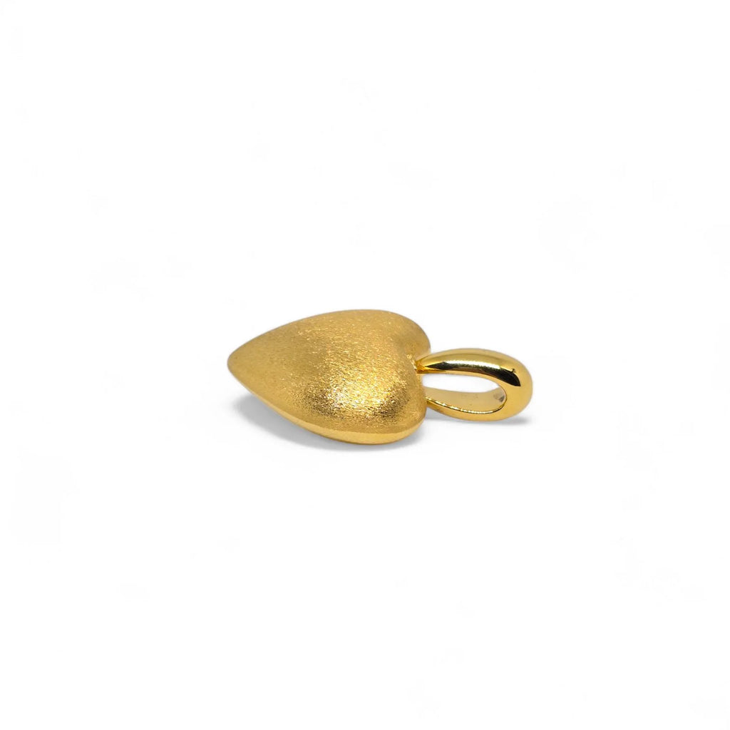 Pendente donna cuore in oro giallo 18 carati satinato