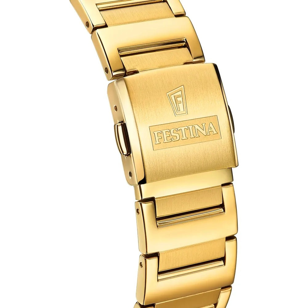 Orologio festina classico uomo rettangolare dorato f20678/2